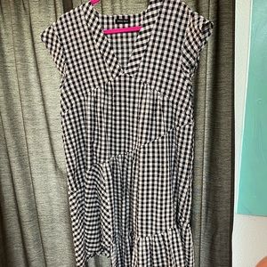 Navy gingham dress